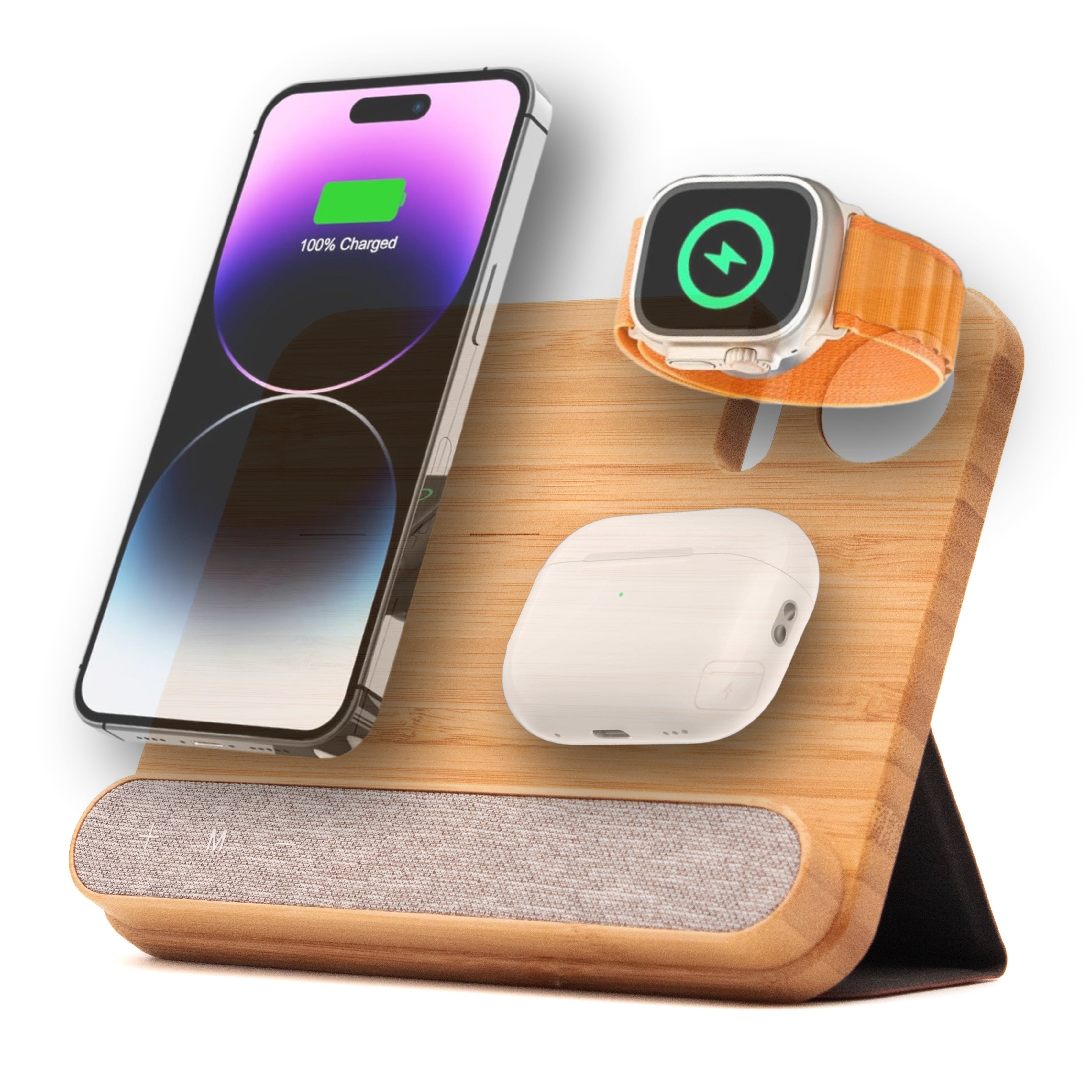 Chargeur 3 en 1 en bois - version Apple watch