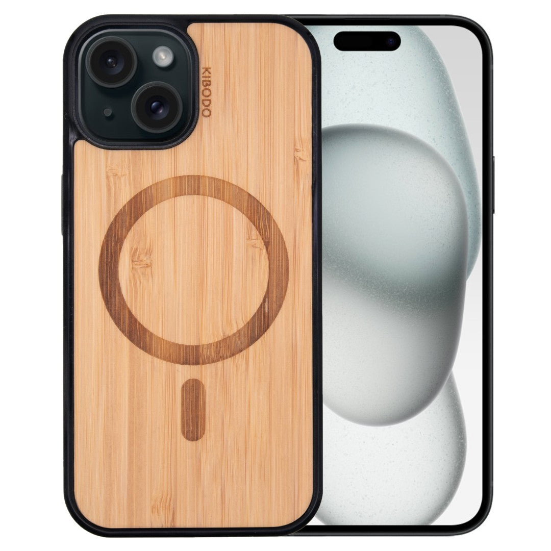 Coque iPhone 15 en bois compatible MagSafe