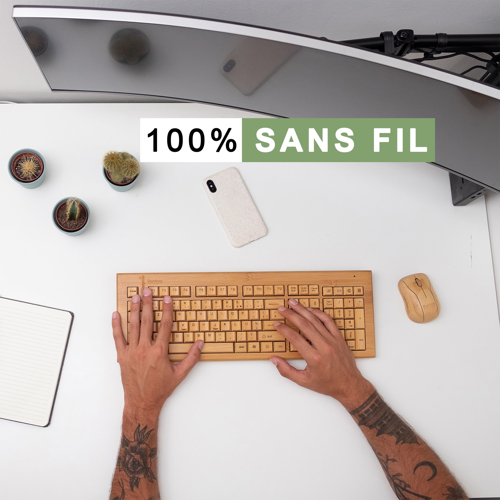 Clavier en bois et souris sans fil (Reconditionné)