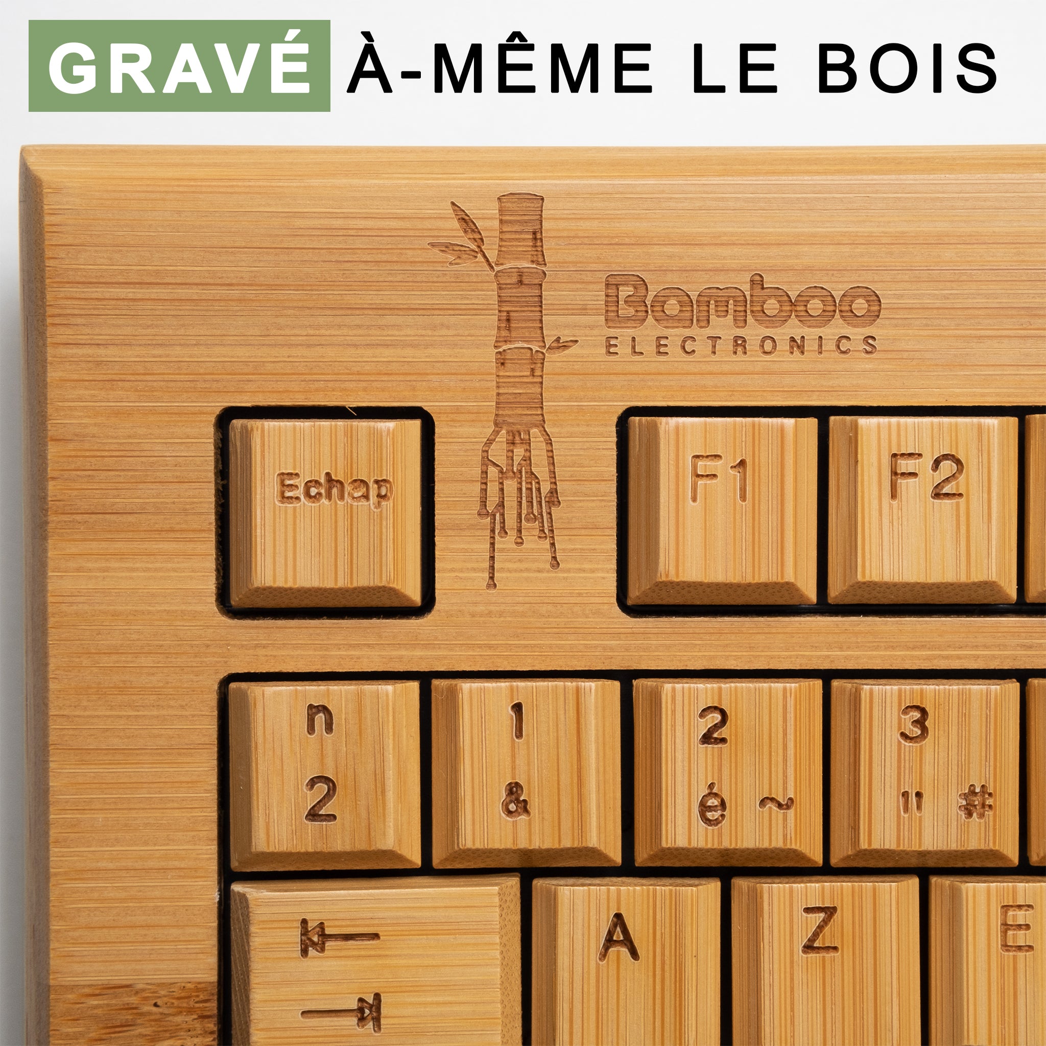 Clavier en bois et souris sans fil (Reconditionné)