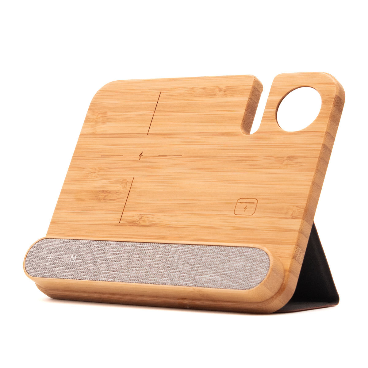 Chargeur sans fil en bois pour iPhone compatible MagSafe + Support ver