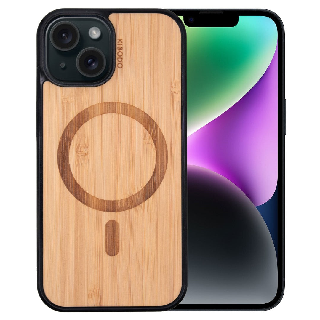 Coque iPhone 14 en bois compatible MagSafe