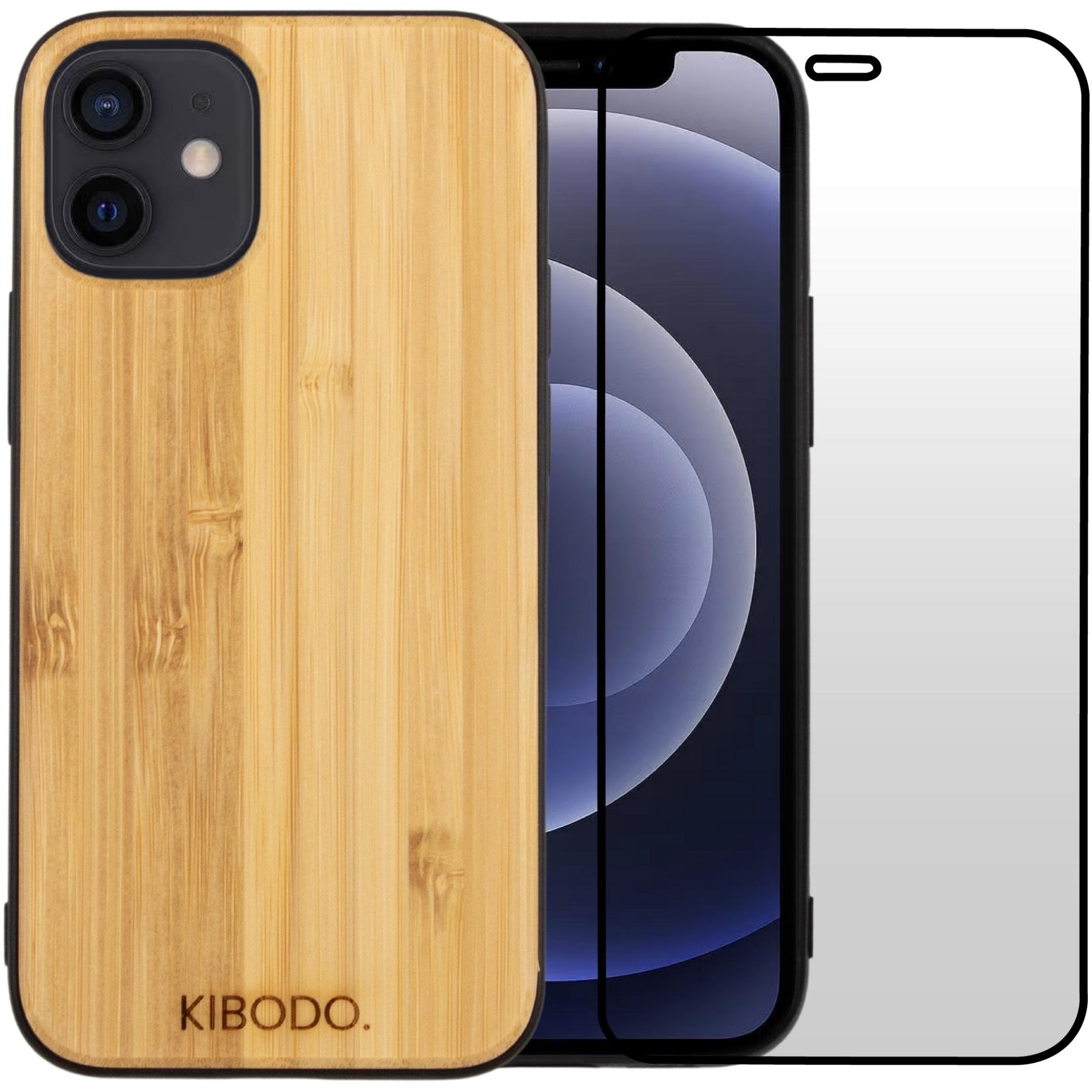 Coque iPhone 12 Mini en bois + Écran de protection