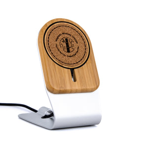 Chargeur sans fil en bois pour iPhone compatible MagSafe + Support vertical