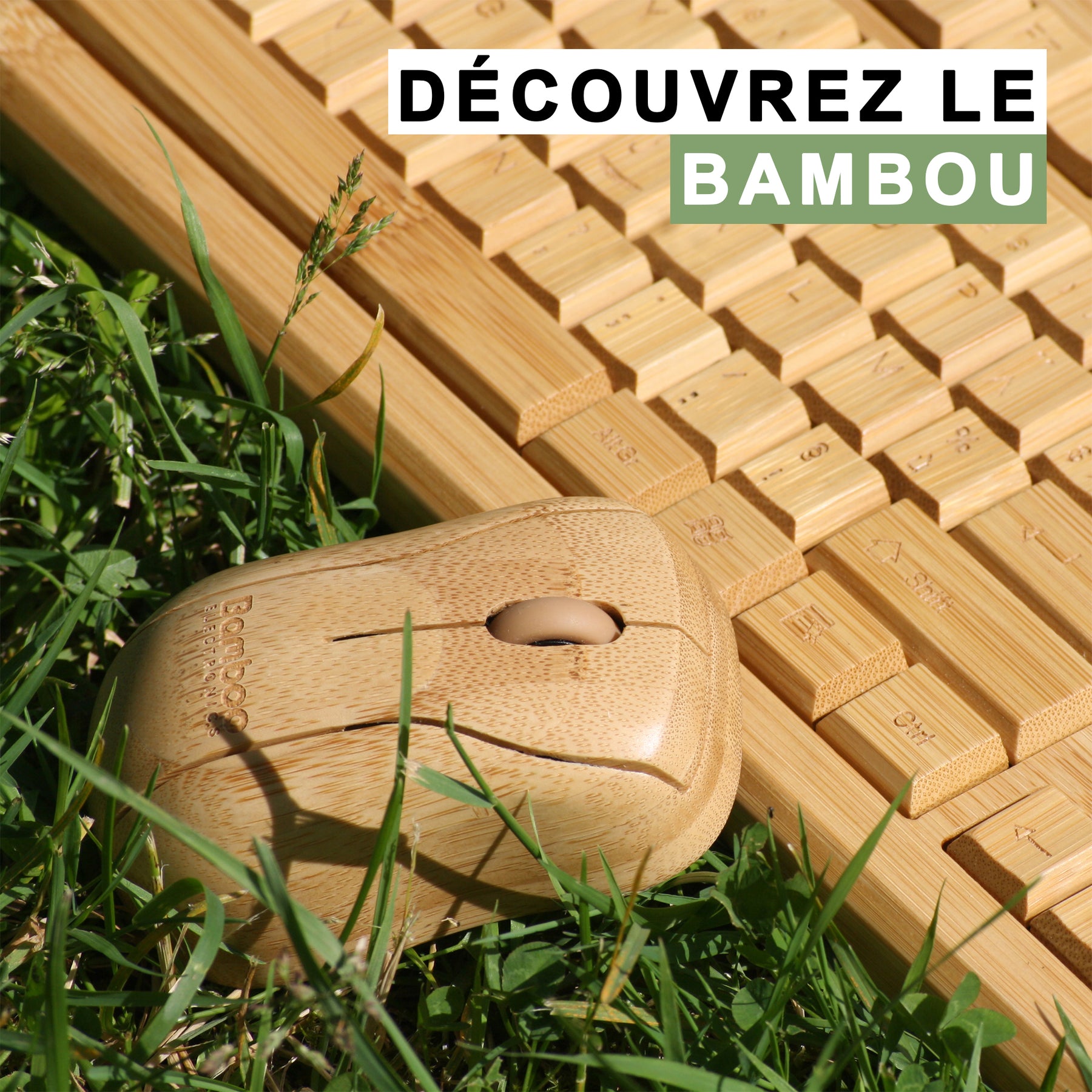 Peigne de souris clavier en bois bambou ultra-mince sans fil Kg201