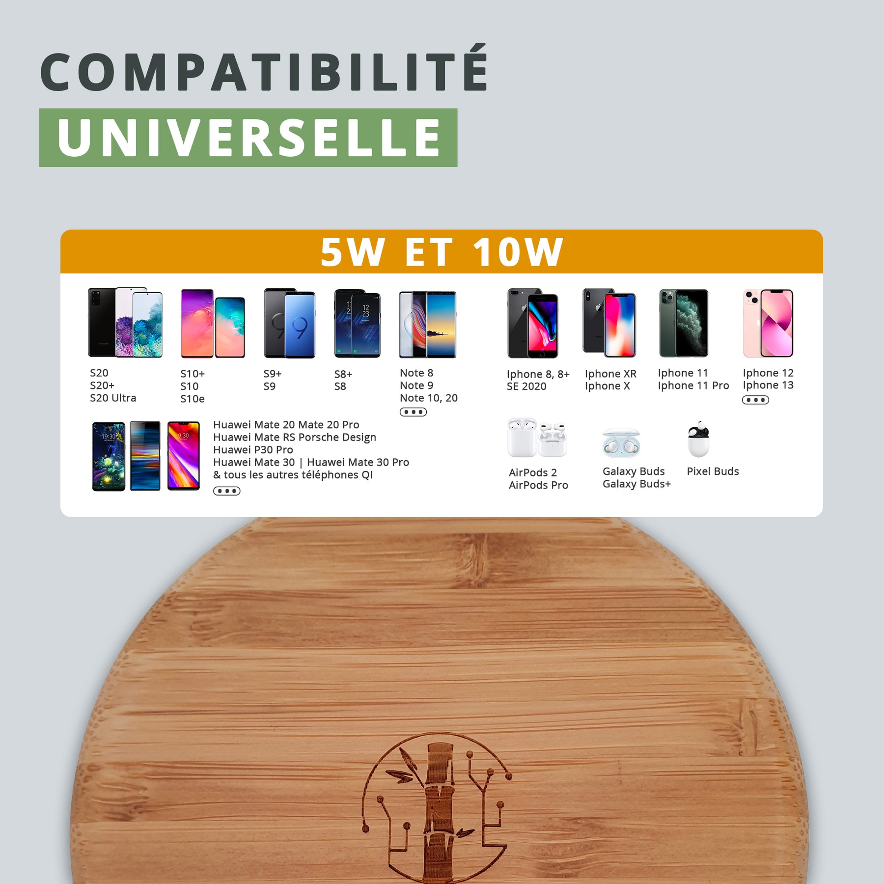 Bamboo Pad - Wireless Charger QI 10W